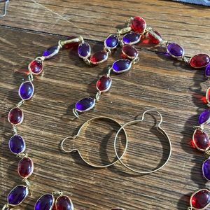 Colored necklace and one pair of earrings